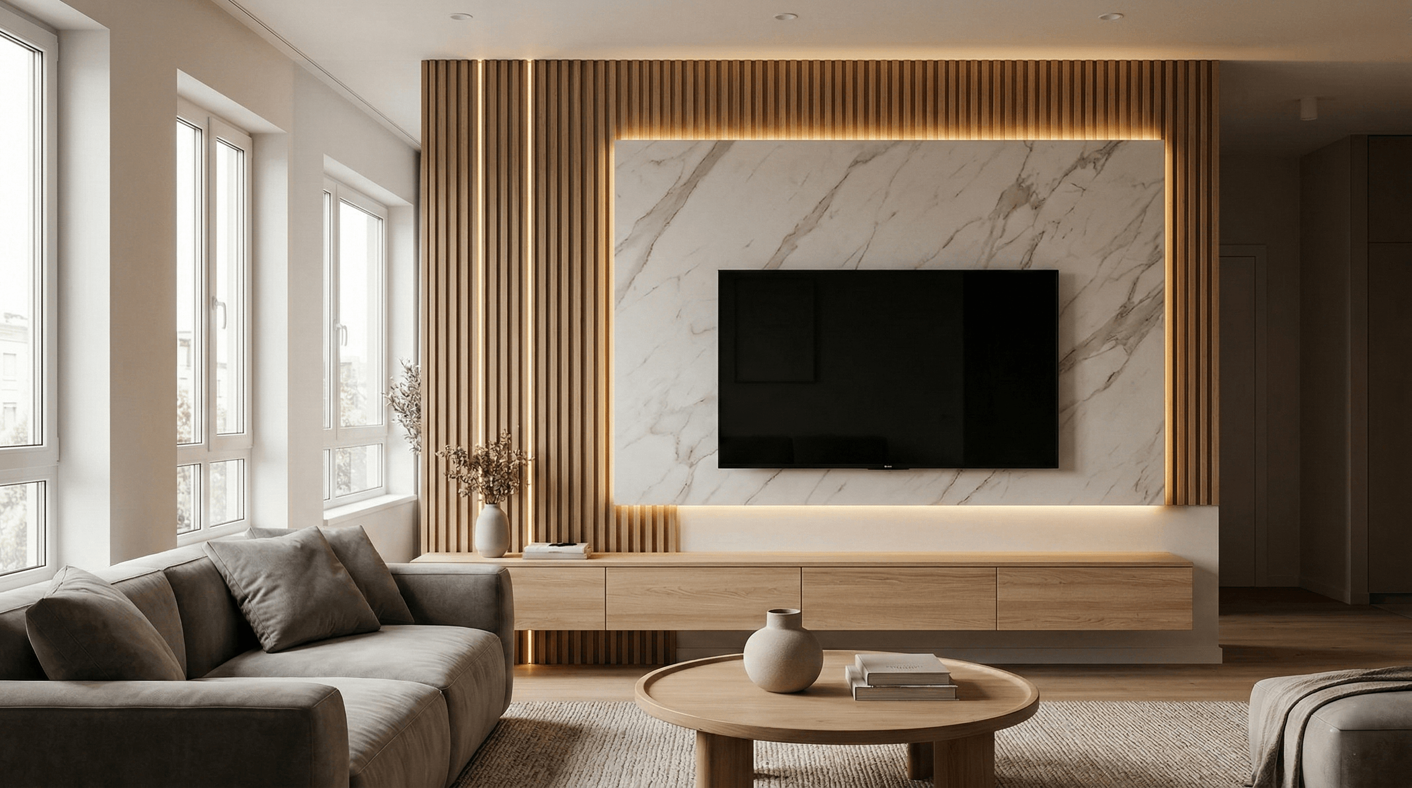 7 Ide Backdrop TV Minimalis yang Bikin Ruang Keluarga Mewah
