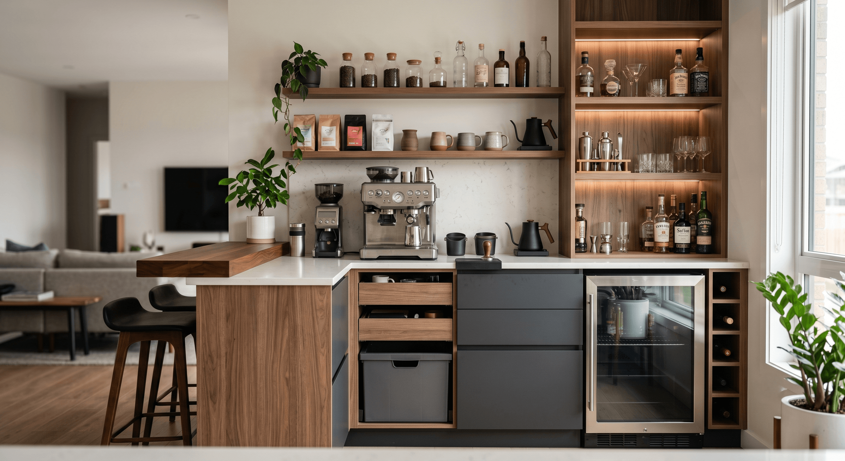 Ide Desain Pantry Bar Area Rumah untuk Pecinta Kopi & Entertainer