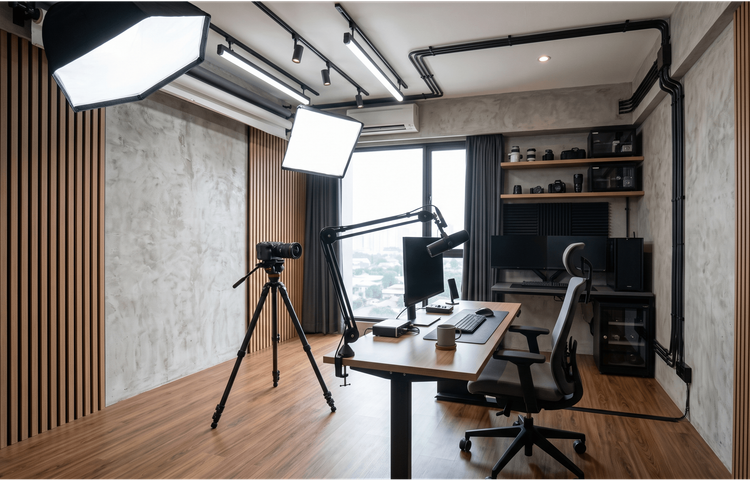 Layout Sempit Bikin Lighting Nabrak? Rahasia Desain Interior Studio Foto Konten
